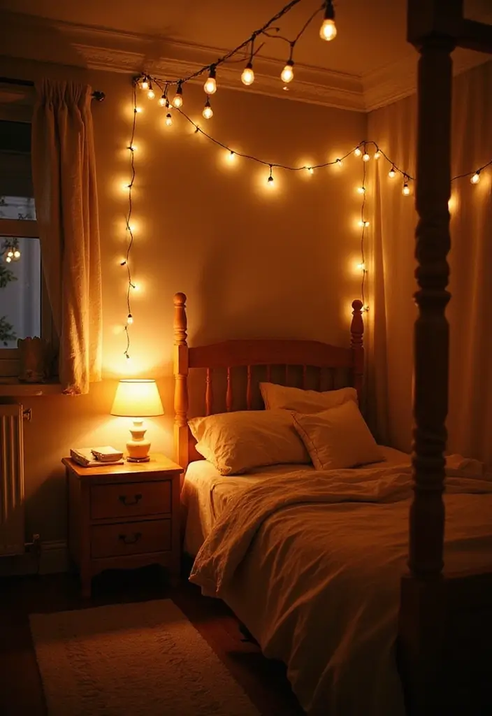 25 Small Bedroom Ideas for Couples That'll Make You Fall in Love Again! - 9. Romantic Lighting