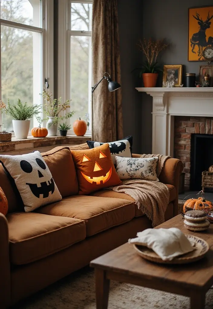 25 Spooktacular Indoor Halloween Decorations That Will Leave Your Guests Screaming for More! - 11. Halloween-Themed Pillows