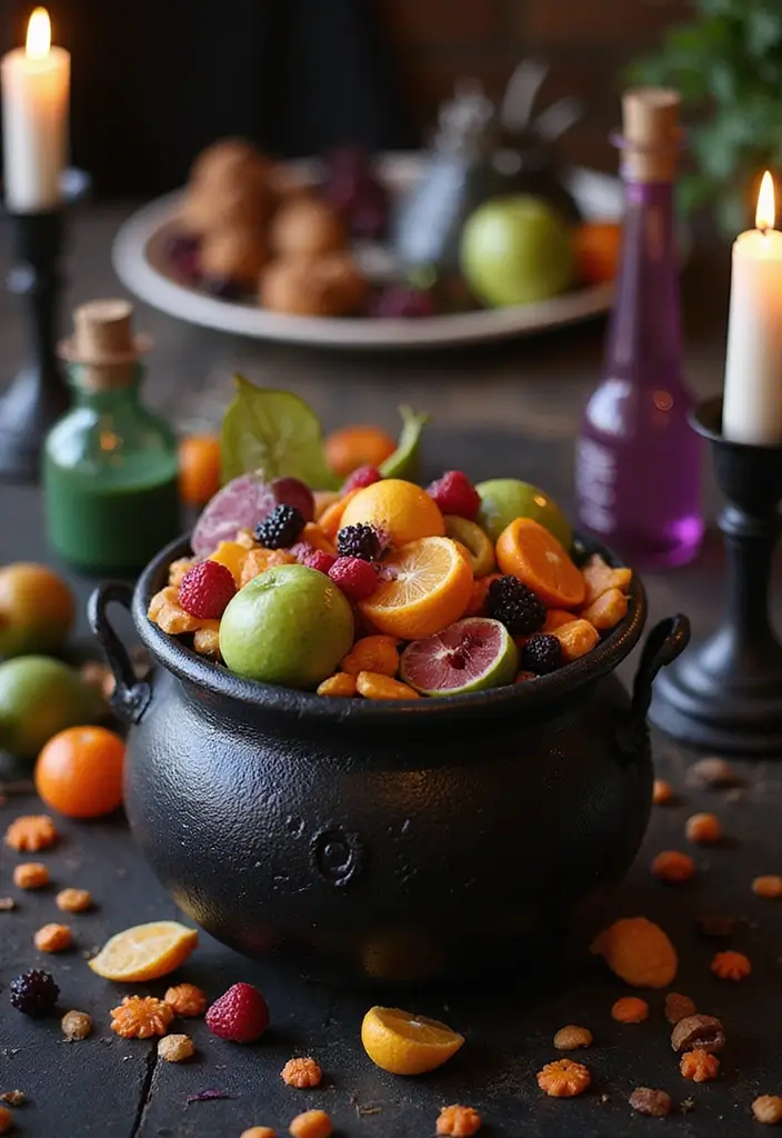 25 Spooktacular Indoor Halloween Decorations That Will Leave Your Guests Screaming for More! - 2. Witch's Cauldron Centerpiece