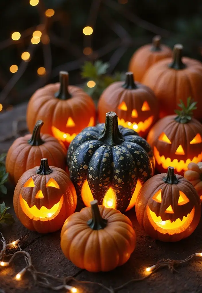 25 Spooktacular Indoor Halloween Decorations That Will Leave Your Guests Screaming for More! - 5. Enchanted Pumpkin Displays