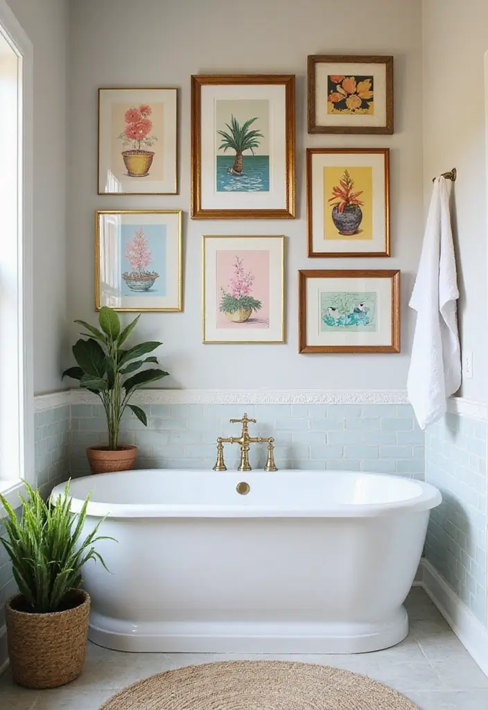 25 Stunning Bathroom Decor Ideas That Will Transform Your Space! - 11. Art and Prints