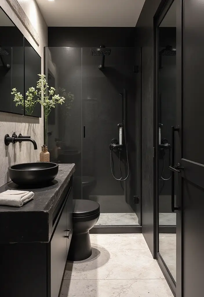 25 Stunning Bathroom Decor Ideas That Will Transform Your Space! - 23. Bold Accents with Black