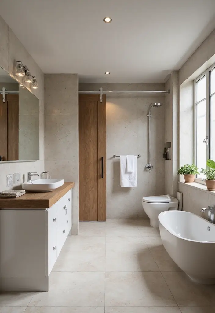 25 Stunning Bathroom Decor Ideas That Will Transform Your Space! - 24. Functional Sliding Doors