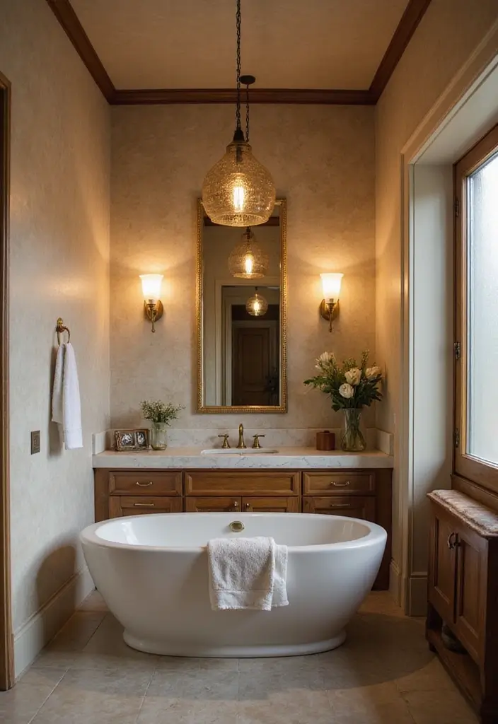 25 Stunning Bathroom Decor Ideas That Will Transform Your Space! - 8. Chic Lighting Fixtures