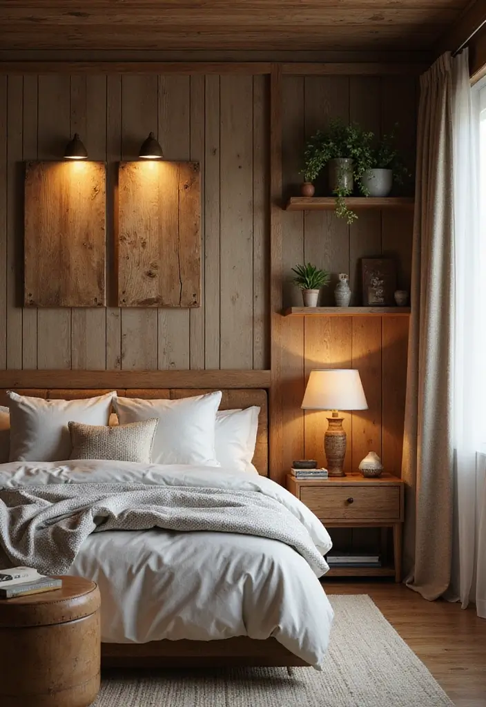 25 Stunning Bedroom Wall Decor Ideas That Will Transform Your Space into a Dreamland! - 10. Rustic Wood Accents