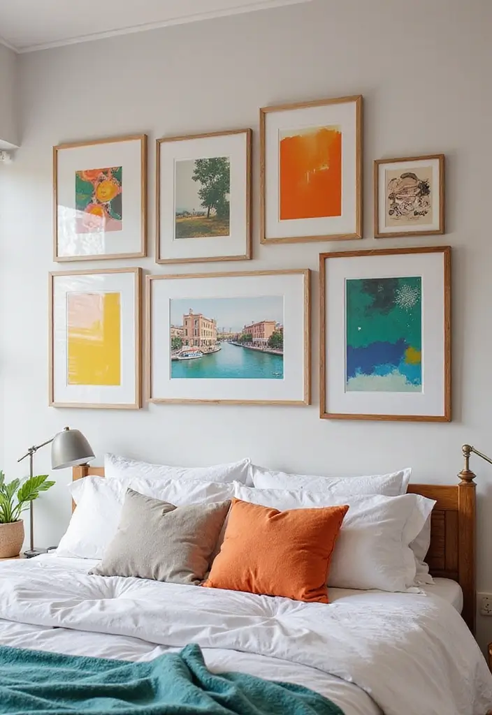 25 Stunning Bedroom Wall Decor Ideas That Will Transform Your Space into a Dreamland! - 19. Colorful Framed Prints
