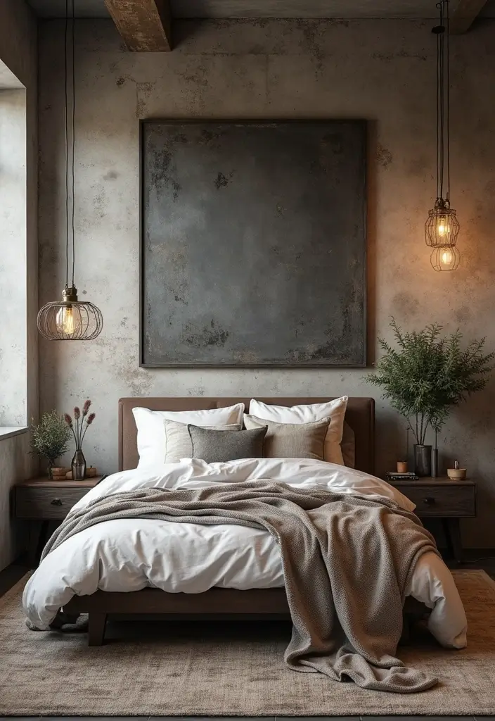 25 Stunning Bedroom Wall Decor Ideas That Will Transform Your Space into a Dreamland! - 20. Industrial Style Elements