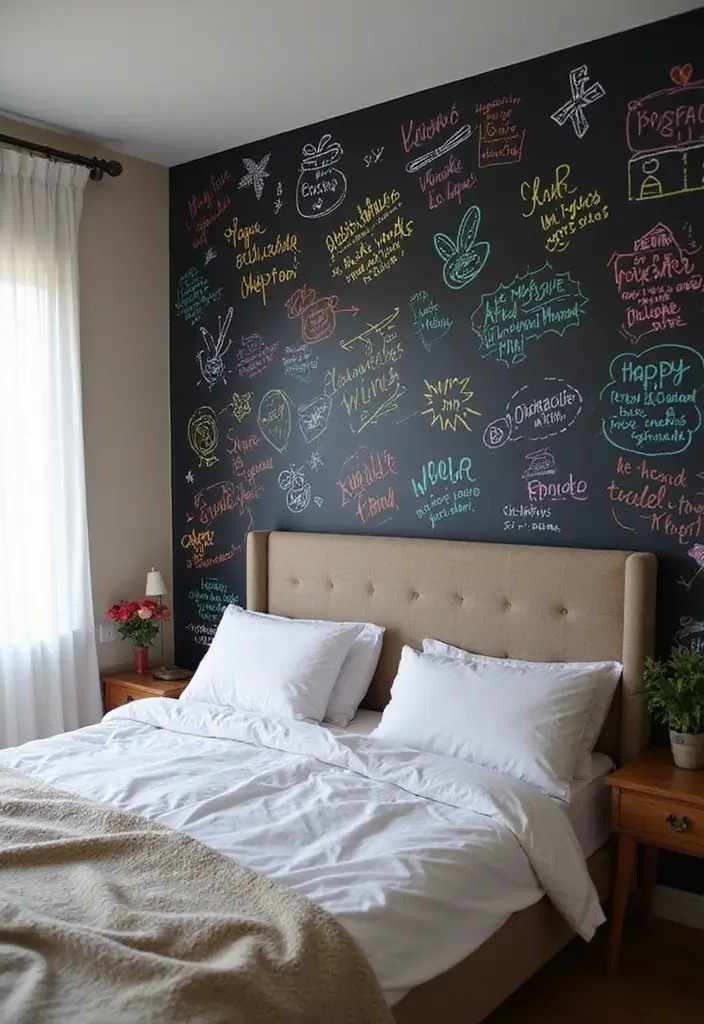 25 Stunning Bedroom Wall Decor Ideas That Will Transform Your Space into a Dreamland! - 21. Chalkboard Walls