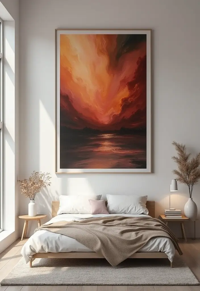 25 Stunning Bedroom Wall Decor Ideas That Will Transform Your Space into a Dreamland! - 4. Oversized Art Pieces