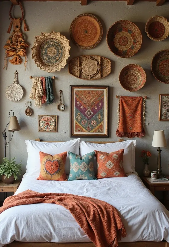 25 Stunning Bedroom Wall Decor Ideas That Will Transform Your Space into a Dreamland! - 6. Eclectic Bohemian Vibes