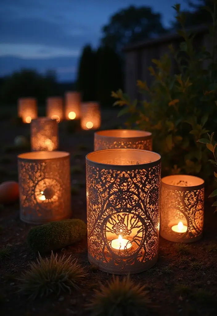 25 Stunning Garden Decor DIY Ideas That Will Leave Your Neighbors in Awe! - 11. Recycled Can Lanterns