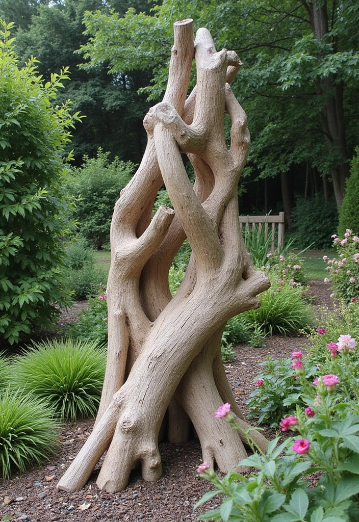 25 Stunning Garden Decor DIY Ideas That Will Leave Your Neighbors in Awe! - 14. Driftwood Garden Sculpture