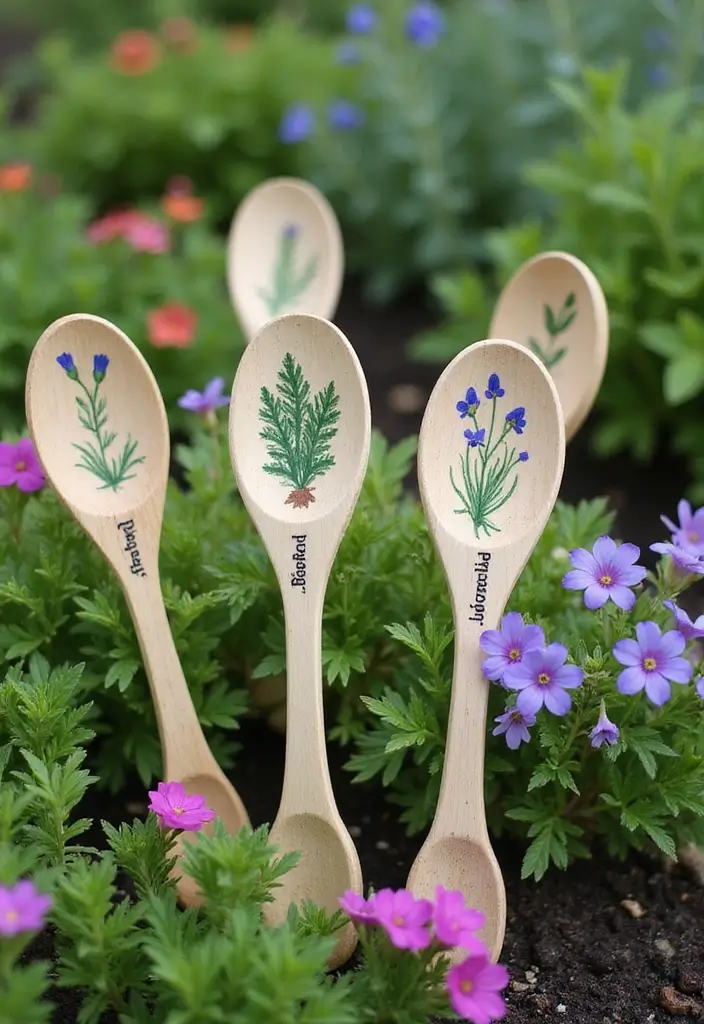 25 Stunning Garden Decor DIY Ideas That Will Leave Your Neighbors in Awe! - 18. Wooden Spoon Garden Markers
