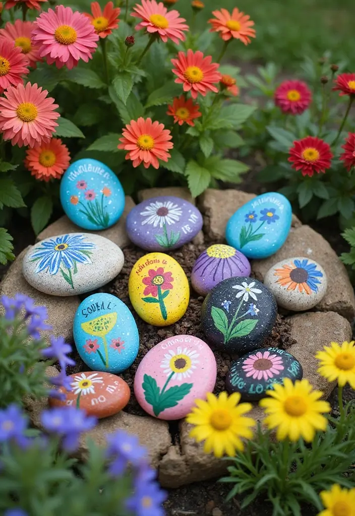 25 Stunning Garden Decor DIY Ideas That Will Leave Your Neighbors in Awe! - 2. Painted Rock Garden Markers