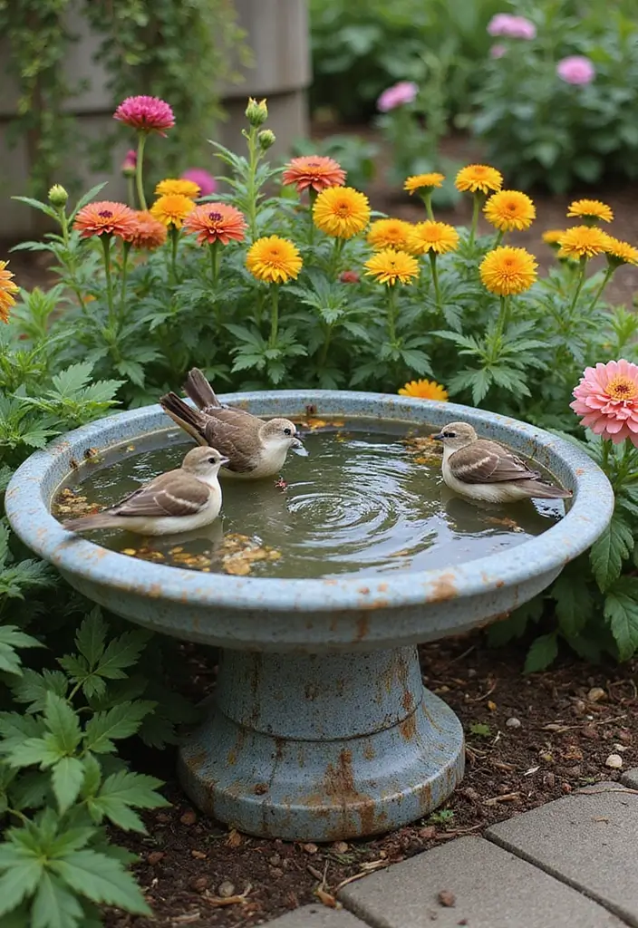 25 Stunning Garden Decor DIY Ideas That Will Leave Your Neighbors in Awe! - 20. Creative Bird Bath