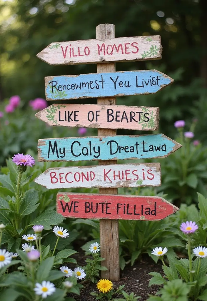 25 Stunning Garden Decor DIY Ideas That Will Leave Your Neighbors in Awe! - 24. Whimsical Garden Sign
