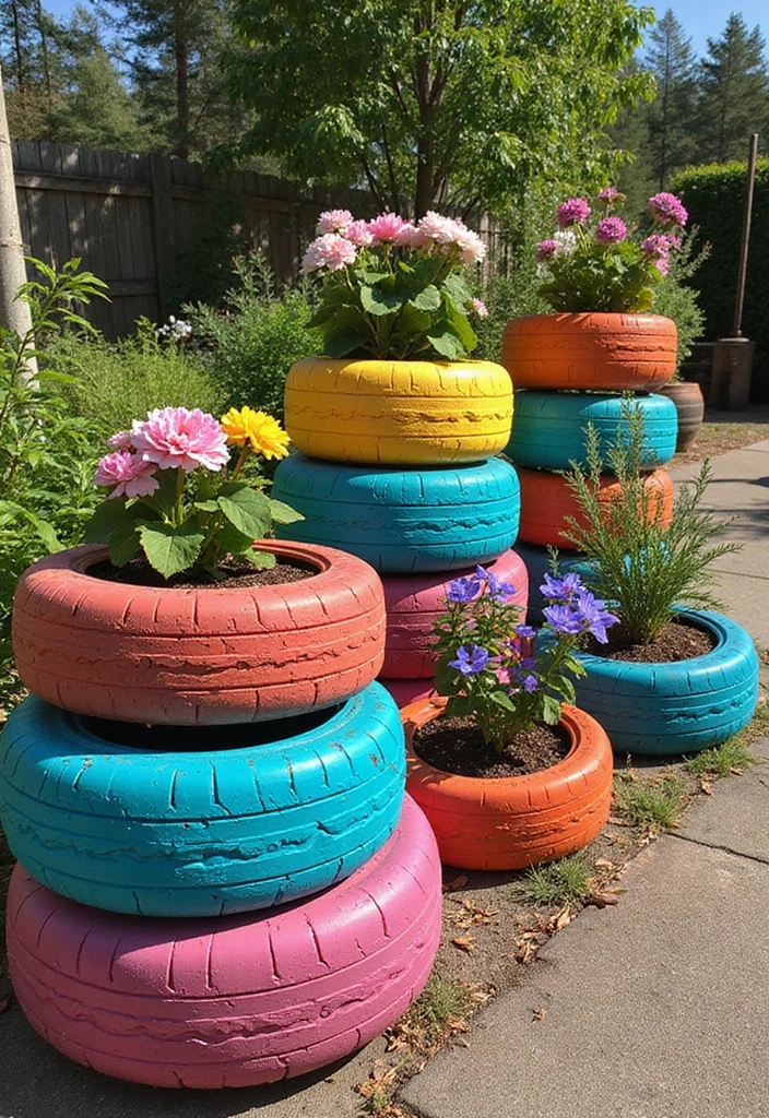 25 Stunning Garden Decor DIY Ideas That Will Leave Your Neighbors in Awe! - 4. Recycled Tire Planters