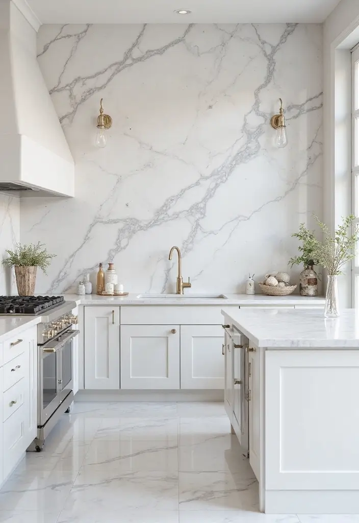25 Stunning Kitchen Backsplash Ideas for White Cabinets That Will Leave You Speechless! - 18. Elegant Marble for a Luxurious Vibe