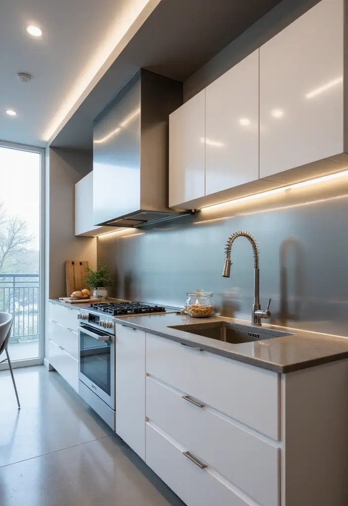 25 Stunning Kitchen Backsplash Ideas for White Cabinets That Will Leave You Speechless! - 22. Stainless Steel for a Modern Industrial Feel