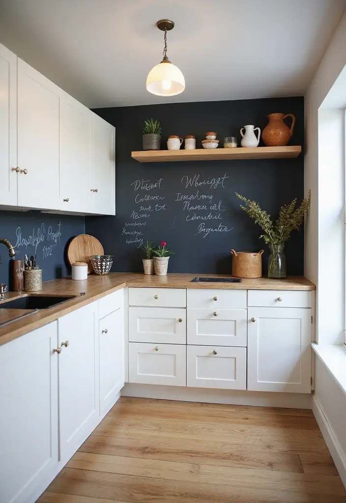 25 Stunning Kitchen Backsplash Ideas for White Cabinets That Will Leave You Speechless! - 23. Chalkboard Paint for a Fun, Interactive Space