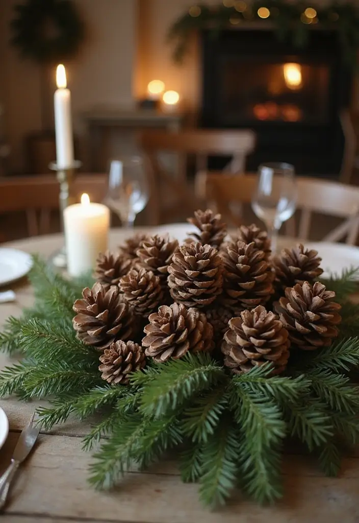 25 Stunning Rustic Christmas Decor Ideas That Will Make Your Home Shine This Holiday Season! - 1. Pinecone Centerpieces