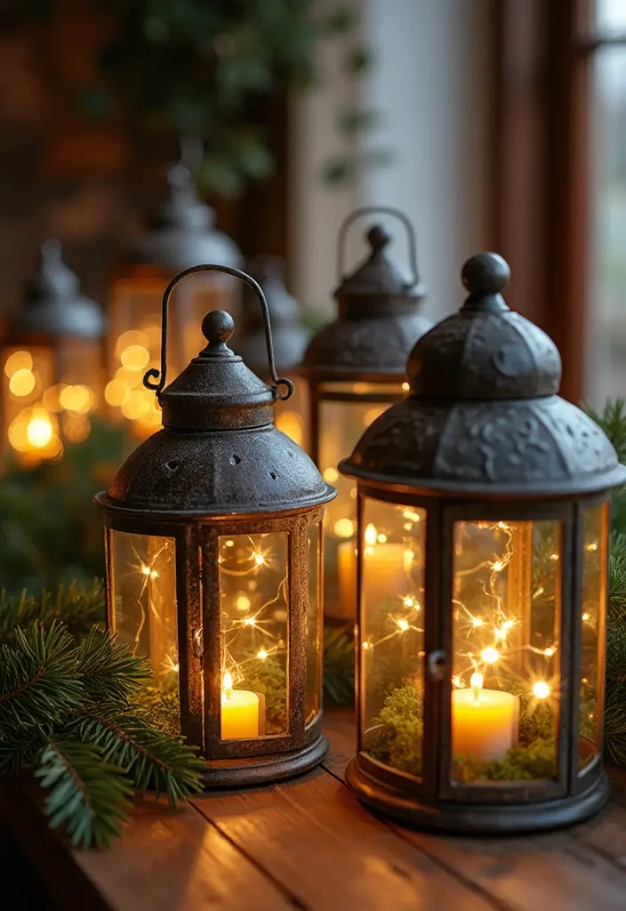 25 Stunning Rustic Christmas Decor Ideas That Will Make Your Home Shine This Holiday Season! - 13. Decorative Lanterns