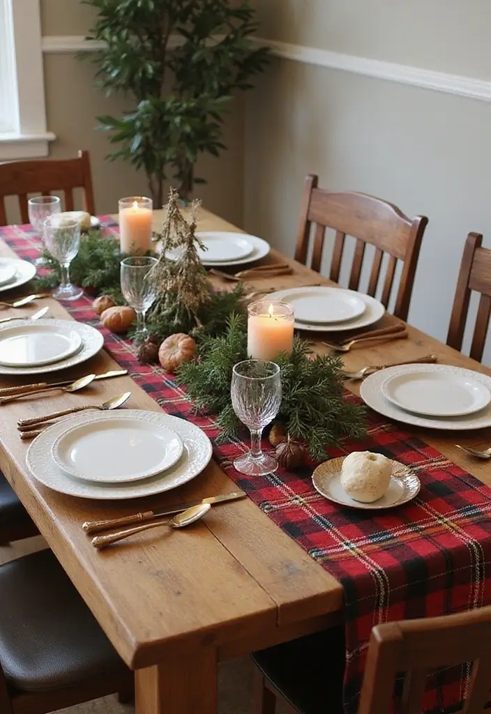 25 Stunning Rustic Christmas Decor Ideas That Will Make Your Home Shine This Holiday Season! - 16. Flannel Table Runners