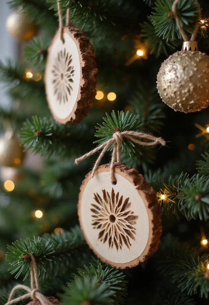 25 Stunning Rustic Christmas Decor Ideas That Will Make Your Home Shine This Holiday Season! - 3. Wooden Slice Ornaments