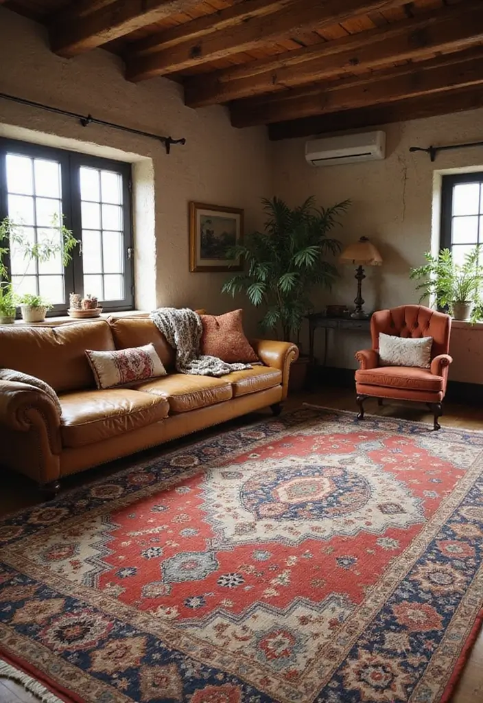 25 Stunning Rustic Home Decor Ideas for Your Living Room That Will Leave You Breathless! - 14. Vintage Rugs