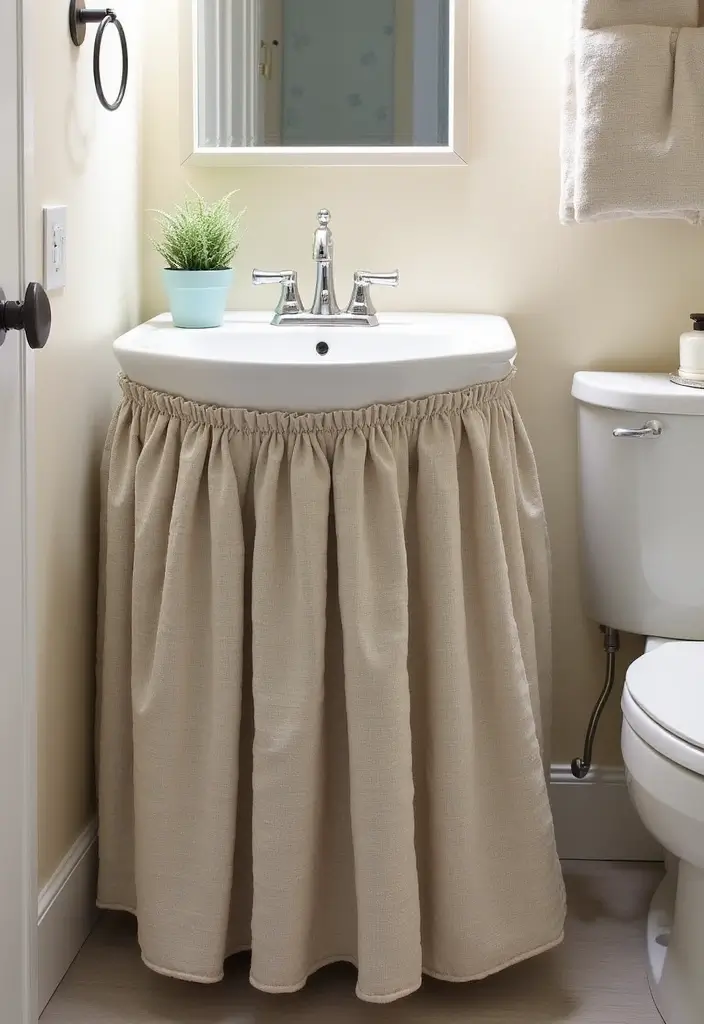 26 Bathroom Storage Ideas for Small Spaces That Will Maximize Your Under-Sink Area! - 22. Bathroom Sink Skirts