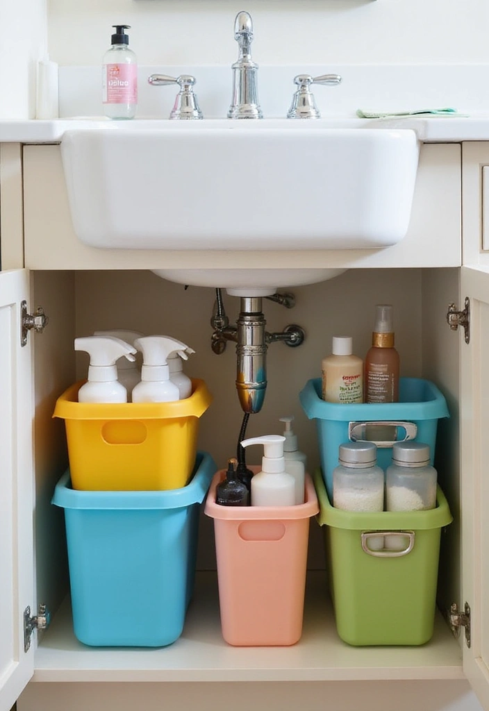 26 Bathroom Storage Ideas for Small Spaces That Will Maximize Your Under-Sink Area! - 4. Stackable Storage Bins
