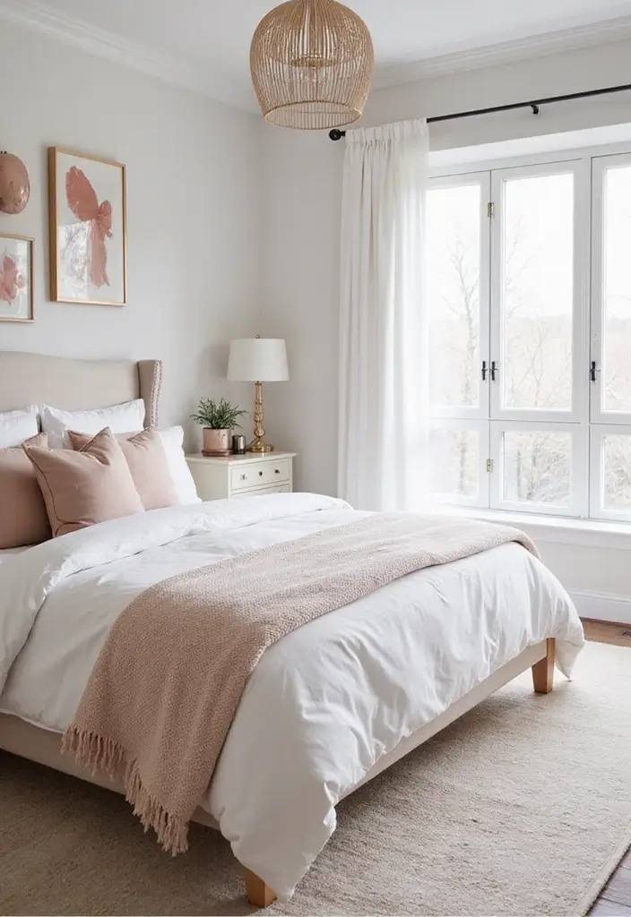 26 Cozy Guest Bedroom Ideas with Color Combos That'll Make Your Guests Never Want to Leave! - 19. Rose Gold and White