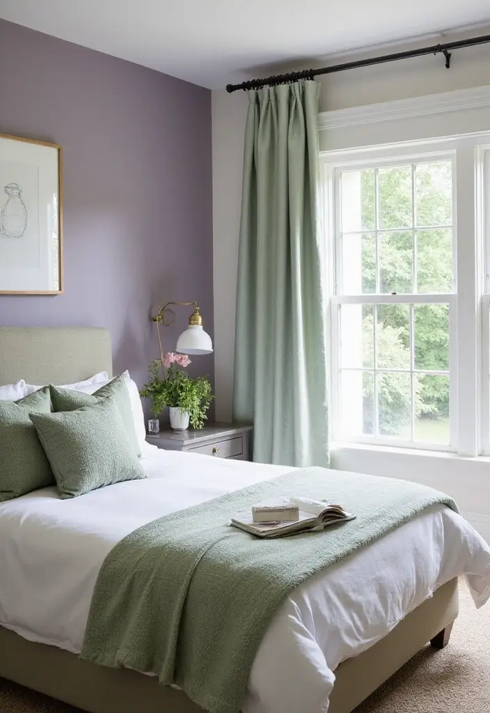 26 Cozy Guest Bedroom Ideas with Color Combos That'll Make Your Guests Never Want to Leave! - 26. Lavender and Sage