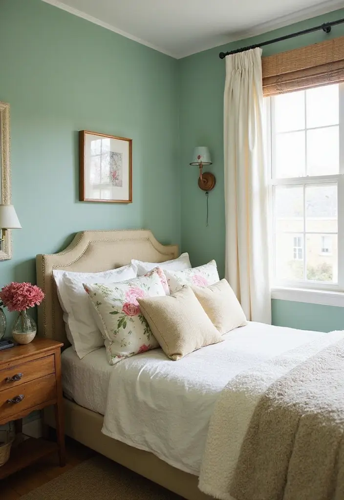 26 Cozy Guest Bedroom Ideas with Color Combos That'll Make Your Guests Never Want to Leave! - 3. Mint Green and Cream