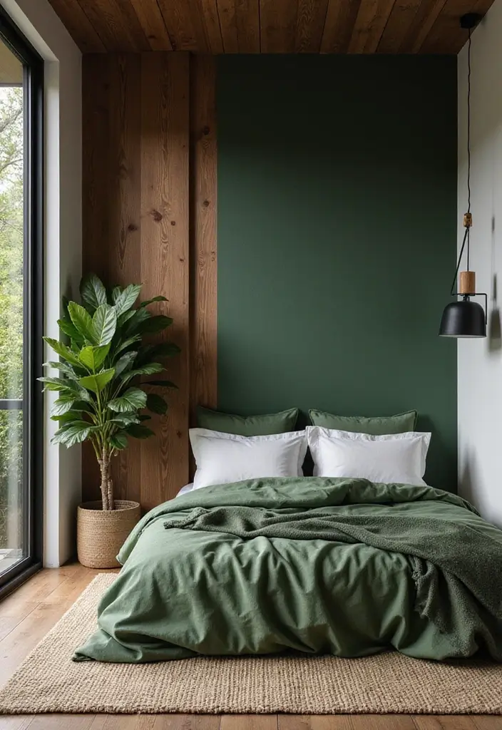 26 Cozy Guest Bedroom Ideas with Color Combos That'll Make Your Guests Never Want to Leave! - 4. Earthy Tones and Deep Green