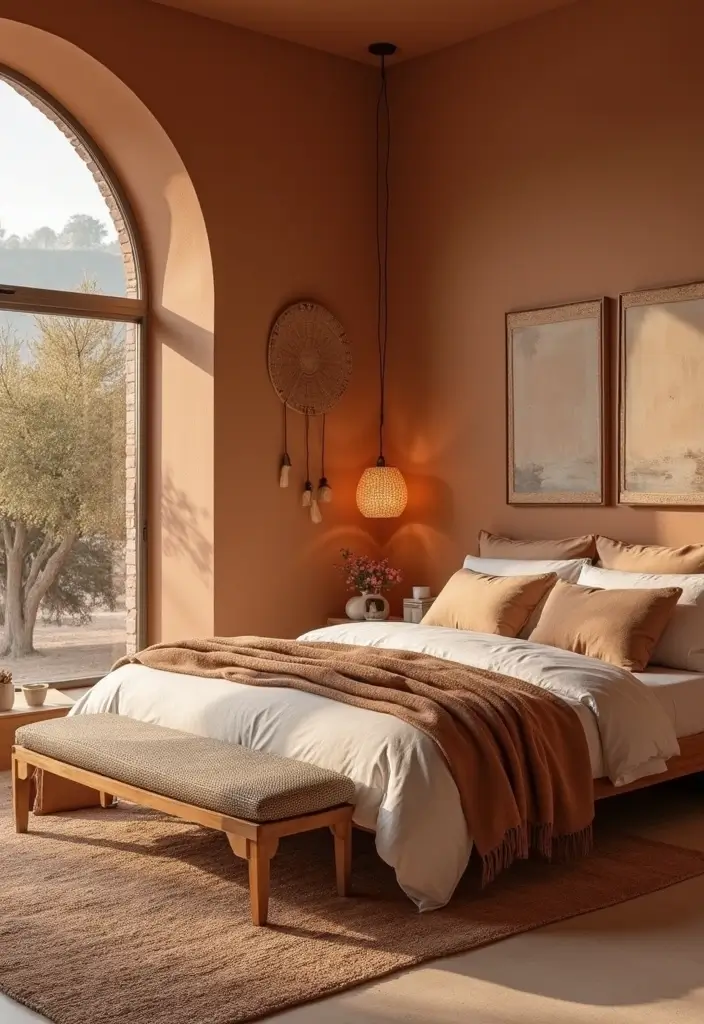 26 Cozy Guest Bedroom Ideas with Color Combos That'll Make Your Guests Never Want to Leave! - 5. Warm Beige and Terracotta