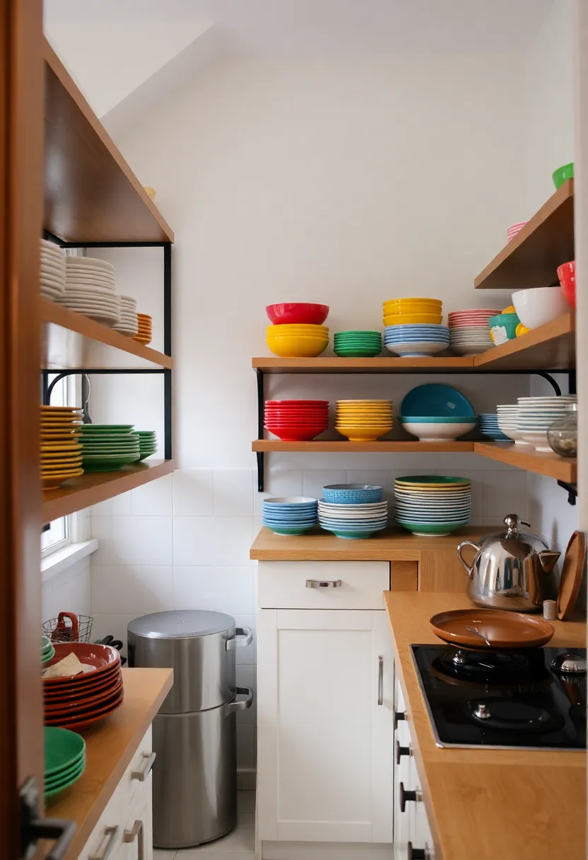28 Kitchen Ideas for Small Spaces That Will Transform Your Cooking Zone! - 22. Colorful Dishware Display