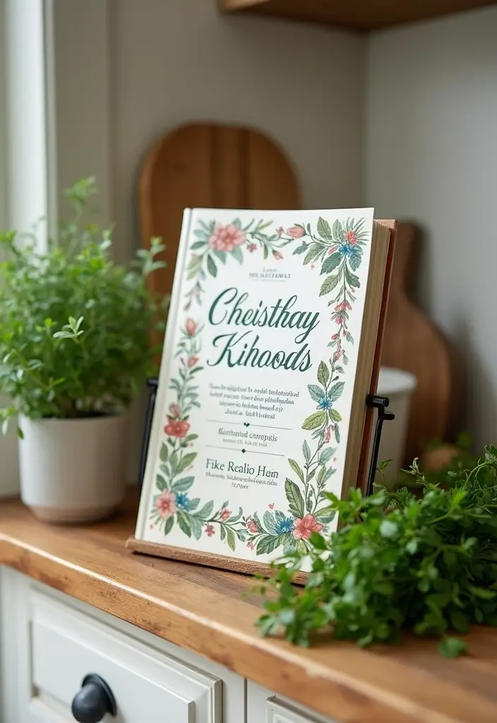 30 Aesthetic Storage Ideas for Your Kitchen That Will Transform Your Space! - 13. Stylish Cookbook Stand