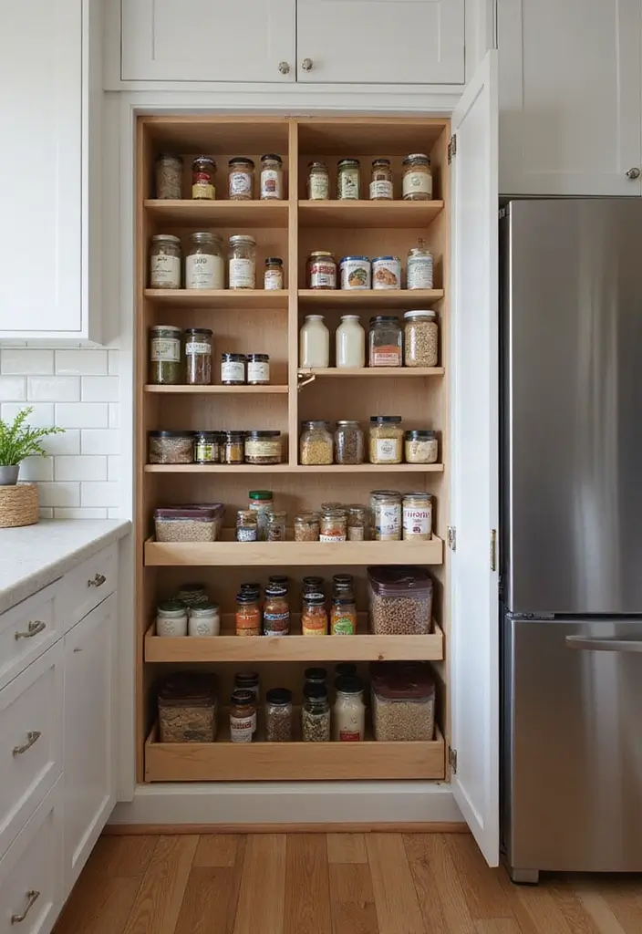 30 Aesthetic Storage Ideas for Your Kitchen That Will Transform Your Space! - 18. Pull-Out Pantry Solutions