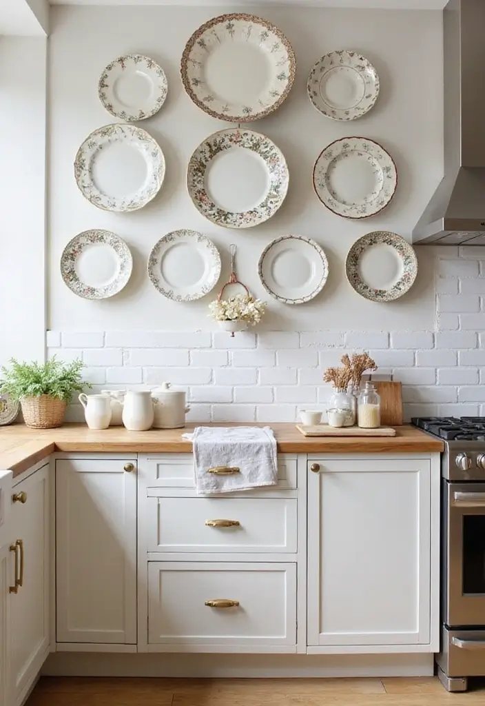 30 Aesthetic Storage Ideas for Your Kitchen That Will Transform Your Space! - 23. Creative Plate Display