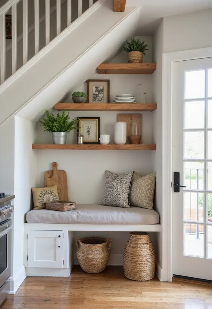 30 Aesthetic Storage Ideas for Your Kitchen That Will Transform Your Space! - 24. Under-Stair Kitchen Nook