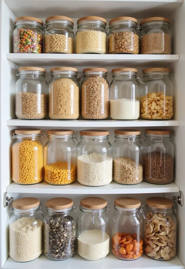 30 Aesthetic Storage Ideas for Your Kitchen That Will Transform Your Space! - 3. Transparent Jar Collection