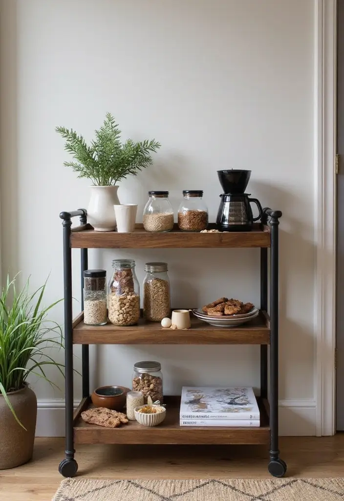 30 Aesthetic Storage Ideas for Your Kitchen That Will Transform Your Space! - 9. Elegant Trolley Storage