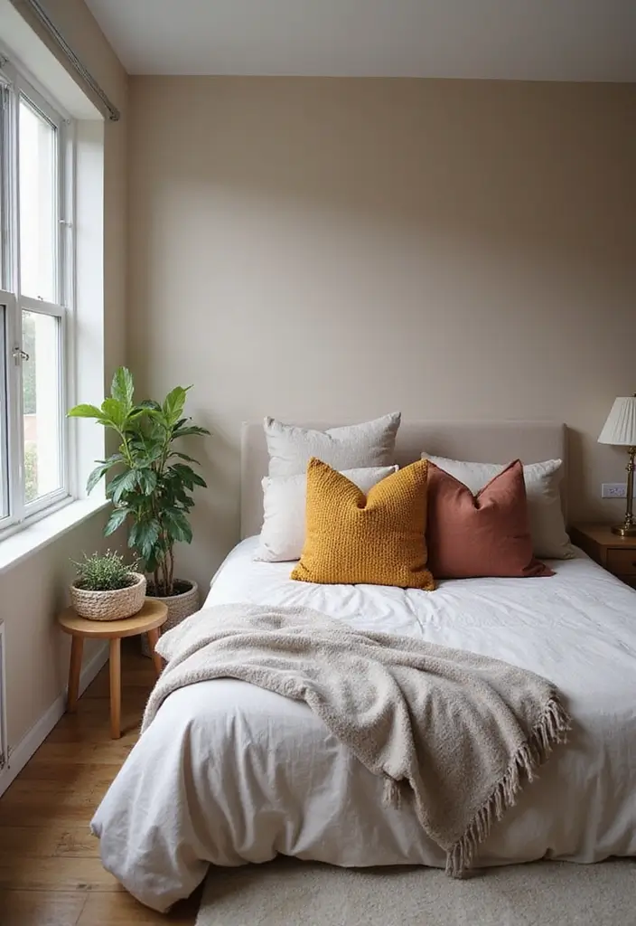 30 Cozy Bedroom Ideas for Small Rooms That Won't Break the Bank! - 20. Accent Pillows