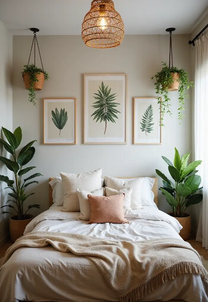 30 Cozy Bedroom Ideas for Small Rooms That Won't Break the Bank! - 7. Nature-Inspired Decor