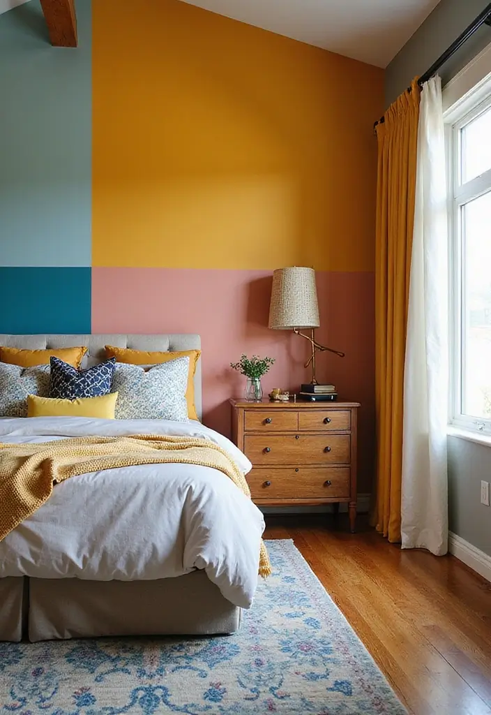 30 Guest Bedroom Ideas That'll Make Your Friends Never Want to Leave! - 23. Colorful Accent Walls