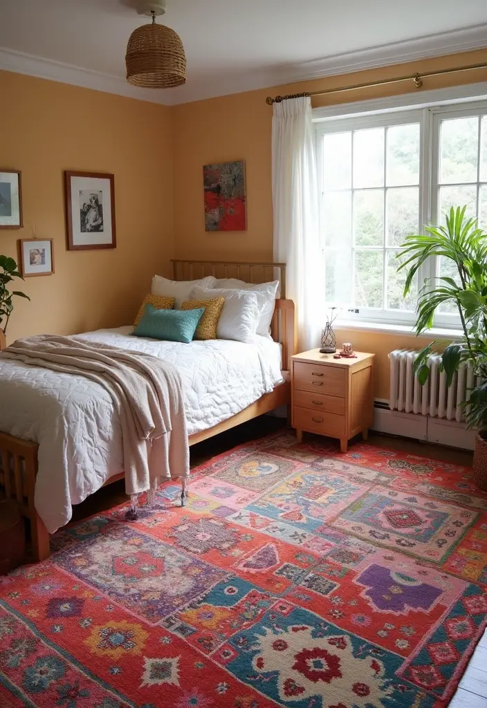 30 Guest Bedroom Ideas That'll Make Your Friends Never Want to Leave! - 25. Funky Rugs