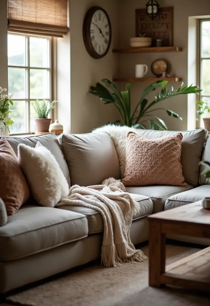 30 Must-Have Small Modern Farmhouse Living Room Furniture Pieces You Can't Live Without! - 1. Cozy Sectional Sofa