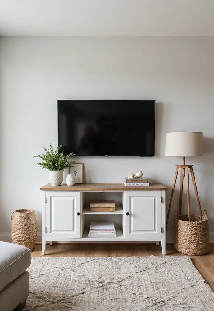 30 Must-Have Small Modern Farmhouse Living Room Furniture Pieces You Can't Live Without! - 11. Stylish Media Console