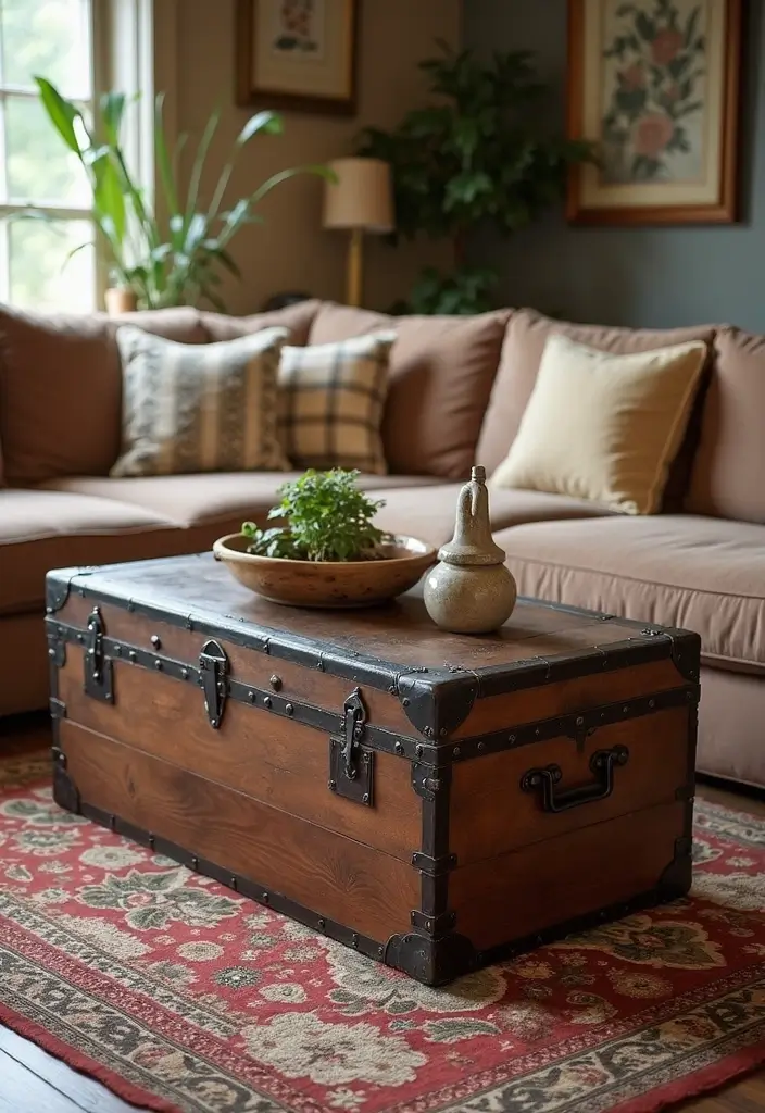 30 Must-Have Small Modern Farmhouse Living Room Furniture Pieces You Can't Live Without! - 15. Vintage Trunks